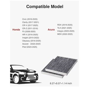 Puroma Cabin Air Filter with Activated Charcoal Layer - Model: HCF182 - Honda